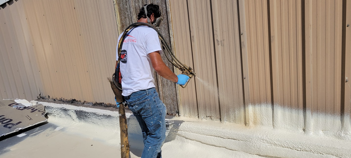 Aerial view of completed roofing project