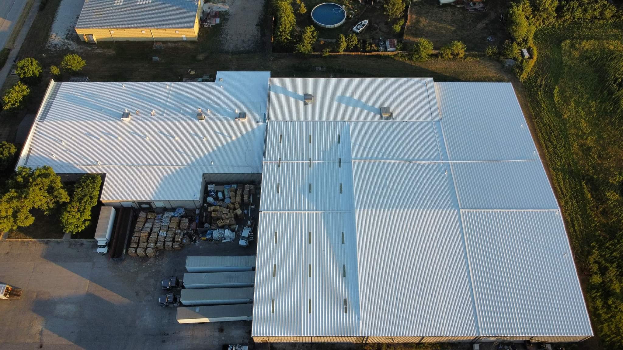 Aerial view of large residential roof